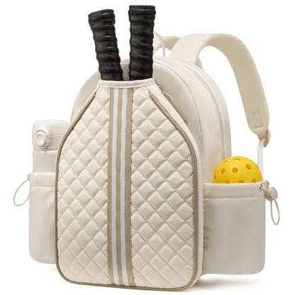 Sucipi Pickleball Bags for Women Lightweight Crossbody and Stylish Quilted Pickleball Paddle Sling Bag Backpack - color: Beige, size: Large