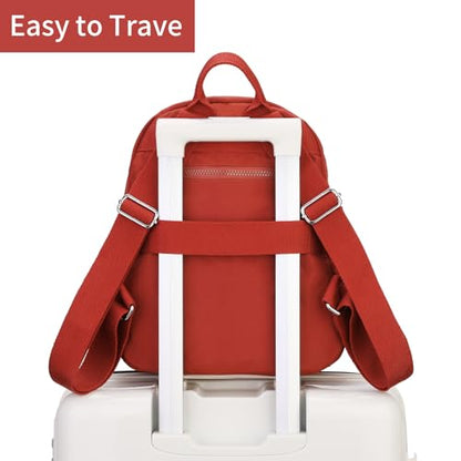 Tanweibago Mini Nylon Women Backpacks,11L Small Ladies backpacks Casual Lightweight Women Shopping Travel Daypack (Red) - color: Red