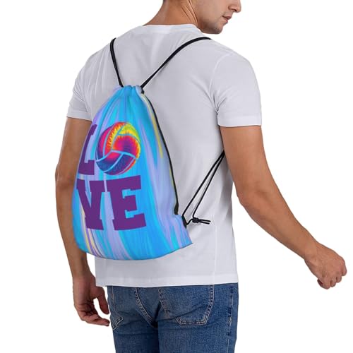 Love Volleyball Unisex Drawstring Backpack Bag Sport Gym Travel Swim Sackpack - color: Love Volleyball6