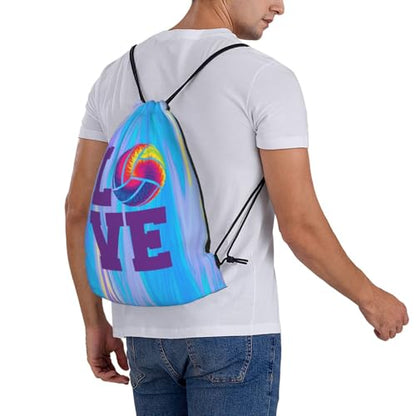 Love Volleyball Unisex Drawstring Backpack Bag Sport Gym Travel Swim Sackpack - color: Love Volleyball6