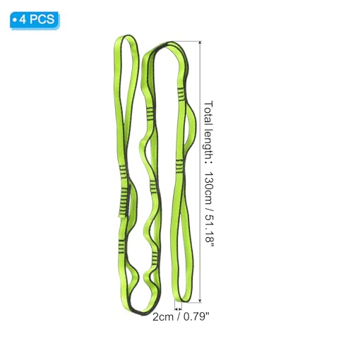 PATIKIL Daisy Chain Straps, Strong Climbing Strap Adjustable Nylon Chain Sling with Loops for Aerial Yoga Hammock Swing - color: Green, size: 51 Inch