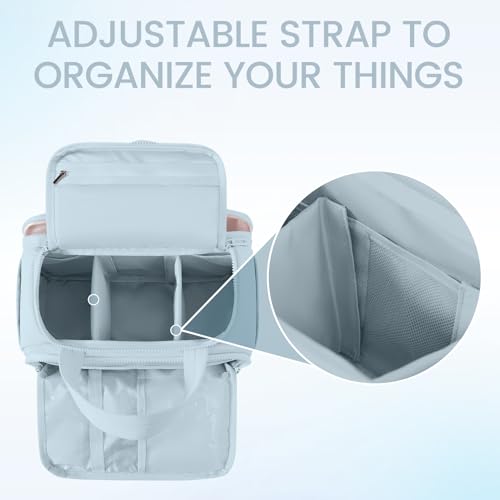 Wide Opening Toiletry Bag for Women,Travel Makeup Bag with Mesh Pocket,Cosmetic Travel Organizer with Wet Dry Separation,Toiletries Bag,Blue - color: Blue