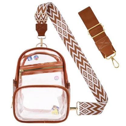 Clear Bag Stadium Approved Events Concerts Sports Outdoors Water Bottle Holder,Clear Purse for Women Men Handbags - color: 2# Brown-a