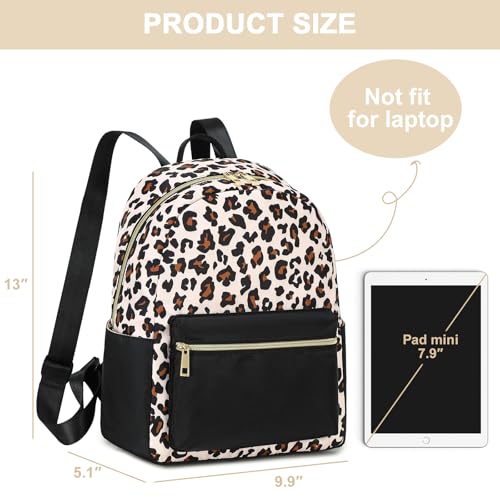 BTOOP Mini Backpack Women Girls Water-resistant Small Backpack Purse Shoulder Bag for Womens Adult Kids School Travel - color: Black-leopard, size: Mini