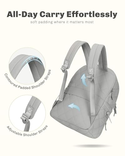 Hynes Eagle Travel Laptop Backpack Quilted College Backpack for Women Puffer Casual Daypack Personal Item Bag for 16 Inch Light Grey - color: Light Grey