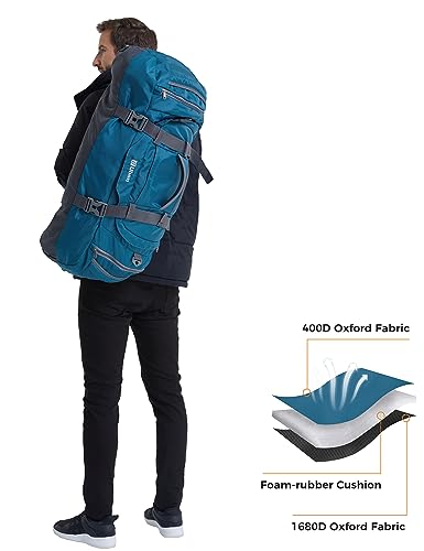 Ubon Large Duffel Bag Weekender Bags with Shoe Compartments 4-Way Sports Gym Backpack with Padded Straps Camping Traveling Duffle Bag - color: Dark Teal, size: 55L