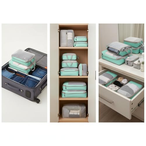 3 Set Compression Packing Cubes for Travel, Travel Bags Luggage Organizers Travel Essentials Compression Cubes for Carry on Suitcases