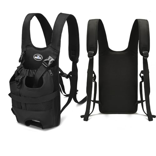 Wakytu Dog Front Carrier Backpacks for Small Dogs, Legs Out Pet Carrier Sling Backpack with Adjustable Padded Ventilated Shoulder Straps, Easy-Fit for Traveling Hiking Camping, XL - color: 2.0 Black, size: X-Large