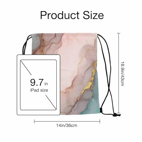 Drawstring Gym Backpack Gold Abstract Liquid Volleyball Bag Sports Backpack Art Marble Paint Sophisticated Grunge 14x16.9 Inch - color: Marble Texture