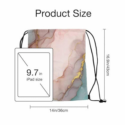 Drawstring Gym Backpack Gold Abstract Liquid Volleyball Bag Sports Backpack Art Marble Paint Sophisticated Grunge 14x16.9 Inch - color: Marble Texture