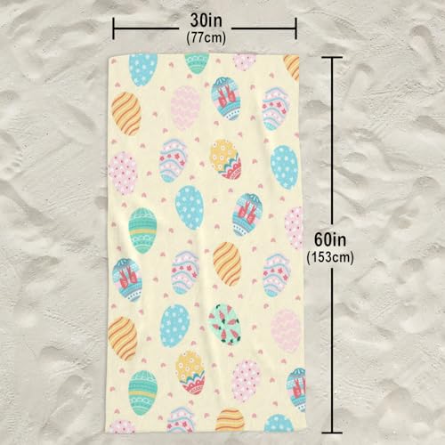 Easter Eggs Beach Towel, Cute Easter Gift Quick Dry Sand Free Absorbent Bath Towel, Microfiber Lightweight Towel Pool Travel Camping Gym Swim 30x60 Inch/ 77X153cm - color: Easter Eggs