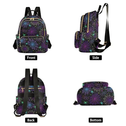 Women Fashion Backpack Purse Goth Bat Spider Web Rucksack, S - color: Color 03, size: Small