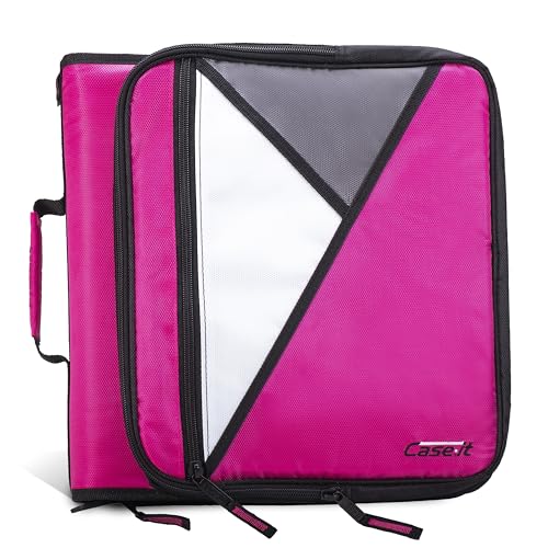 Case-it Universal Zipper Binder | 2-Inch O-Rings, 13-Inch Laptop/Tablet Padded Pocket, 400 Sheet Capacity, Multiple Storage Pockets & Shoulder Strap | School & Office Organizer | LT-007 Magenta - color: Lt-007-mgt - Magenta, size: 1 Pack
