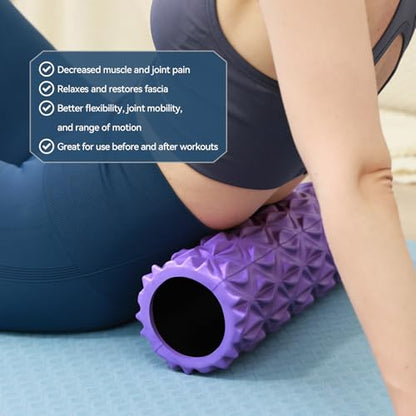 Foam Roller - 15 inch Deep Tissue Massager for Muscle Massage, Myofascial Trigger Point Release, Exercise, Yoga, Pilates & Stretching(Purple) - color: Purple