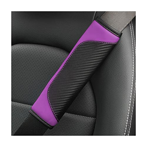 AUCELI 2PCS Car Seat Belt Cover, Carbon Fiber Seatbelt Shoulder Strap Covers, Breathable Leather Soft Harness Pad Protect Your Neck and Shoulder Compatible with Cars - color: Black/Purple