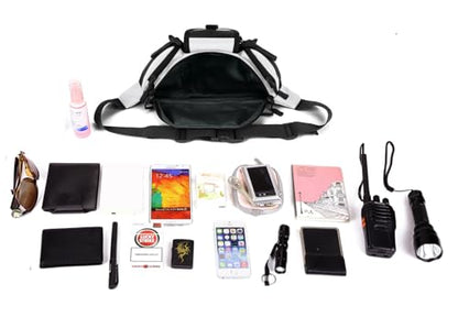 ArcEnCiel Tactical Fanny Pack for Men Women Waist Bag Hip Belt Outdoor Hiking Fishing Bumbag with Patch（White) - color: White