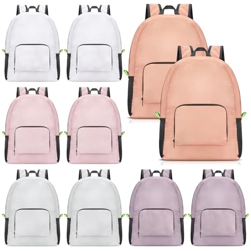 Jexine 10 Pcs Backpacks in Bulk 16.5 Inches Back Pack Basic Backpack for Adult Lightweight Outdoor Travel Book Bags(Soft Neutrals) - color: Soft Neutrals