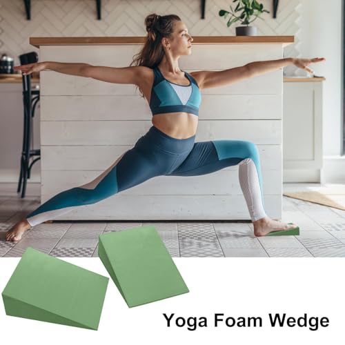 Wedge Block - EVA | Incline Board | Balance Board Foam Stretching Wedge Slant Calf Stretch Foot Support Exercise Tool for Physical Yoga Fitness Training Rehabilitation and Daily Use - color: Green 15x12x5cm ( pair)