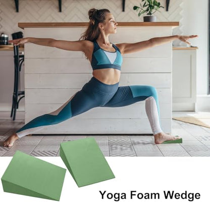 Wedge Block - EVA | Incline Board | Balance Board Foam Stretching Wedge Slant Calf Stretch Foot Support Exercise Tool for Physical Yoga Fitness Training Rehabilitation and Daily Use - color: Green 15x12x5cm ( pair)