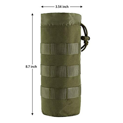 FRTKK Tactical MOLLE Water Bottle Pouch with Drawstring Open Top & Mesh Bottom, Military Water Bottle Holder Bag Sports Travel Hydration Carrier - color: Army green