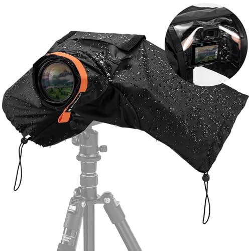 K&F Concept Camera Rain Cover, Waterproof Camera Cover for Nikon Canon Sony DSLR/Mirrorless Cameras & Lenses, Professional Raincoat with Anti-Fog Window & Waterproof Zipper, Camera Rain Sleeves