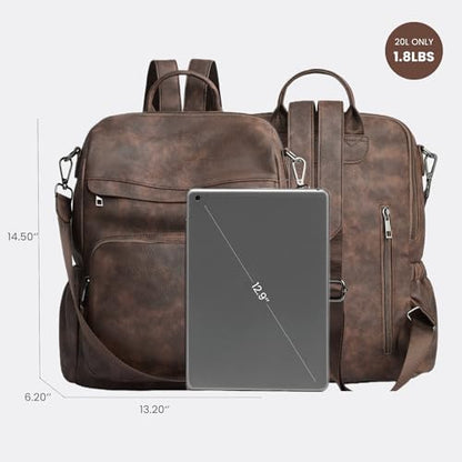 Anti-Theft Backpack Purse for Women, Convertible 3-in-1 Vegan Leather Backpack with Hidden Zipper, Adjustable Shoulder & Crossbody Bag for Travel and Daily Commute - color: A Two Toned Coffee