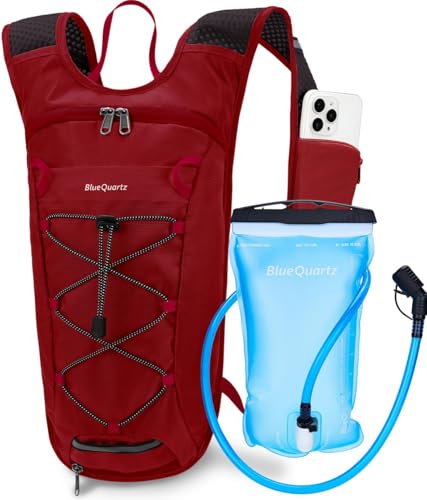 Blue Quartz Hydration Backpack with 2L Water Bladder, Hiking Water Pack with Insulated Compartment for Women Men, Lightweight Cycling Daypack with Phone Pocket, Hydration Pack for Running,Biking - color: Red