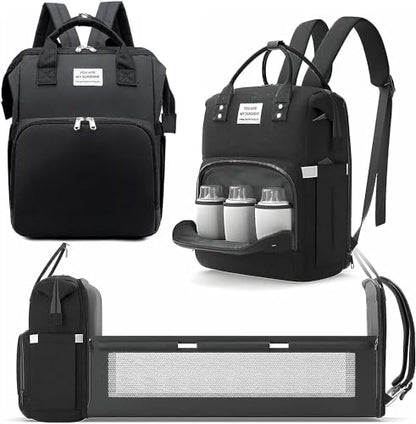 Diaper Baby Bag Backpack Changing Pad Nursing Shower Tote Baby Bottle Bag - color: Black