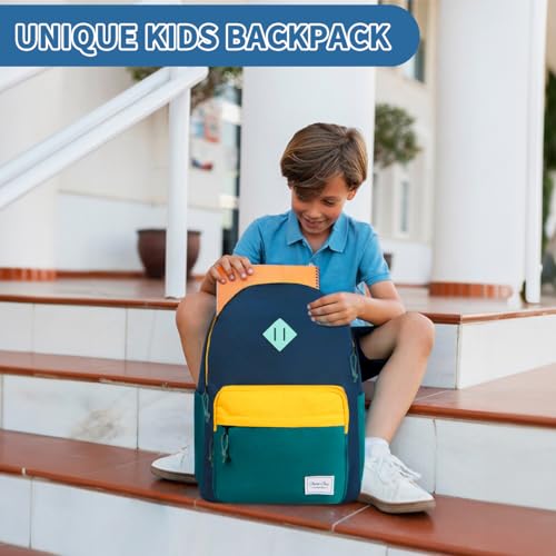 Chase Chic Kids Backpack for Boys - 17 inch School Backpacks for Toddler Girls Fits 6 to 12 Years Old - Lightweight Water Resistant Preschool Bookbag for Travel Daycare (Blue) - color: Dark Blue&blue