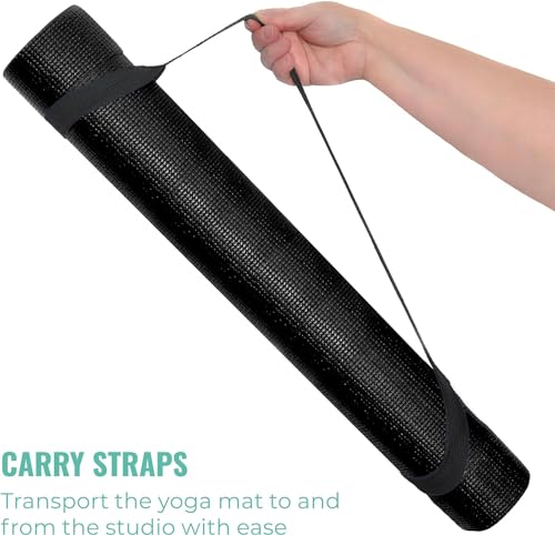 12-Pack Classic Yoga Mat With Carrying Strap, 68" x 24" Non Slip Exercise Mat, 4mm Thick Gym Mat, Bulk Non Toxic Yoga Mats for Home Workout, Schools, Classroom, and Studios - color: Gray