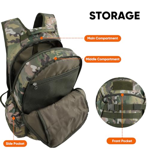 35L Tactical Backpack for Men, MOLLE Military Bug Out Bag, Waterproof Rucksack for Hiking with Hydration Port CP - color: Cp