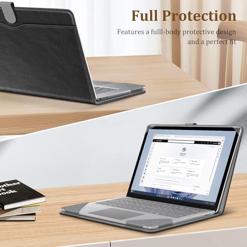 Fintie Sleeve Case for 15 Inch Microsoft Surface Laptop 6/5/4/3 (Model: 1872/1873/1953/1979), Premium PU Leather Protective Folio Book Cover with Large Pocket, Black - color: Black
