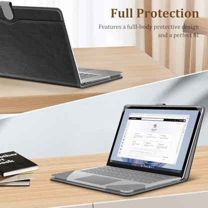 Fintie Sleeve Case for 15 Inch Microsoft Surface Laptop 6/5/4/3 (Model: 1872/1873/1953/1979), Premium PU Leather Protective Folio Book Cover with Large Pocket, Black - color: Black