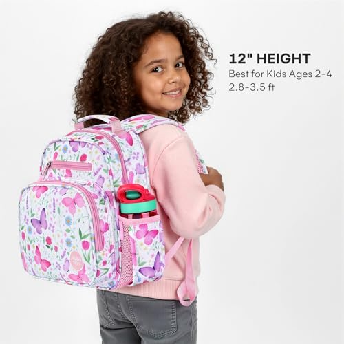 mibasies Toddler Backpacks for Girls 2-4: Little Kid Bookbag for Preschool Prek Daycare - Butterfly Pink - color: Butterfly Pink, style: Toddler-12"h(not Fit Folder)