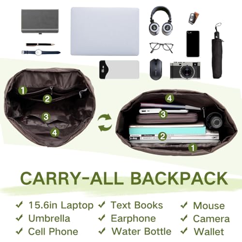VASCHY Backpack for Men, Water Resistant High School Backpack Travel Carry-on Anti-theft Casual Daypack for Work Business Hiking Green - color: Green