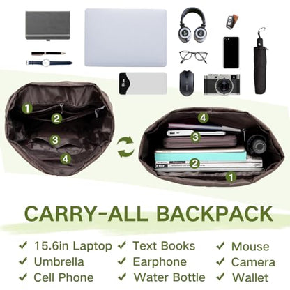 VASCHY Backpack for Men, Water Resistant High School Backpack Travel Carry-on Anti-theft Casual Daypack for Work Business Hiking Green - color: Green