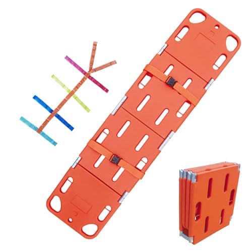 Spine Board Stretcher, Portable Emergency Rescue Stretcher, Folding Plastic Stretcher, Patient Transport Medical Stretcher Fire Rescue Stretcher, for Hospitals/Clinics/Families/Sports Fields 4folds
