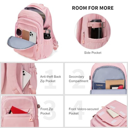 GAEKEAO Travel Backpack for Women Men,15.6 Inch Laptop Backpack Lightweight Casual Daypack Cute Bookbags for Work College Pink - color: A04 Pink