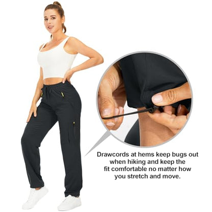 Womens Hiking Pants Quick Dry UPF 50 Lightweight Travel Golf Cargo Safari Pants Zipper Pockets - color: Dark Grey, size: X-Small Petite