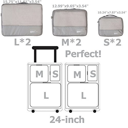 Packing Cubes Set Travel Luggage Organizers Suitcase Lightweight Accessories - color: Gray