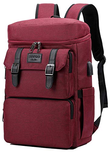 YALUNDISI Vintage Backpack for Men Women Laptop Backpack Bookbags College Backpack Red 16 inch - color: Red