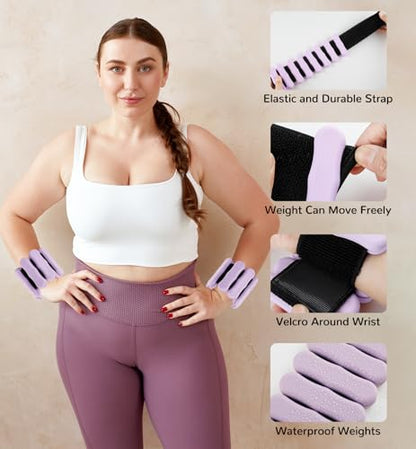 Ankle and Wrist Weights for Women & Men, Adjustable Arm & Leg Weights Set of 2 (1 lb/2 lb Each) Soft Silicone Weighted Bands Weighted Bracelet for Pilates Yoga Dance Walking Running Swimming Water Pool Home Gym Fitness Workout Jogging Gymnastics Aerobics