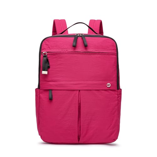 Nylon Backpack Purse for Women & Men, Lightweight 15.6 Inch Laptop Backpack Casual Daypack for Work Travel Purple-Red - color: Purple-red