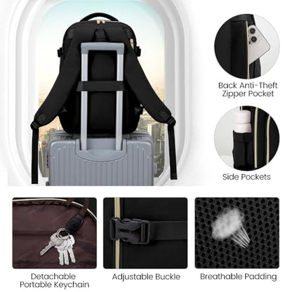 LOVEVOOK Carry on Backpack, Travel Backpack for Women Flight Approved, Waterproof Large Personal Item Travel Bag with 3 Packing Cubes, Daypack Luggage Weekender Overnight Backpack
