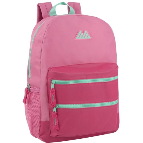 Summit Ridge Colorful Big Backpack for School Kids, Multi Pocket Backpack for Elementary, Middle School Girls, Boys with Padded Straps (Bubblegum/Pink) - color: Bubblegum/Pink