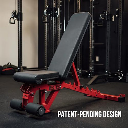 Rep Fitness Adjustable Bench – AB-3000 FID – Flat/Incline/Decline - color: Matte Red