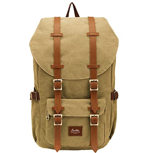 KAUKKO Travel Laptop Backpack, Outdoor Rucksack, Causal backpack Fits 15.6"(Canvas Khaki2pc) - color: Canvas Khkai(2pcs), size: Large