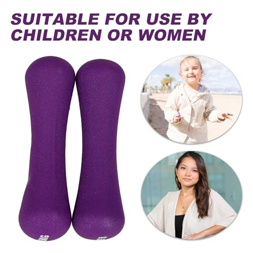 Cabilock 2Pcs Bone Shaped Women Dumbbells 0.5Kg Purple Neoprene Coated Hand Weights Portable Fitness Tool for Female Arm Toning Home Workout