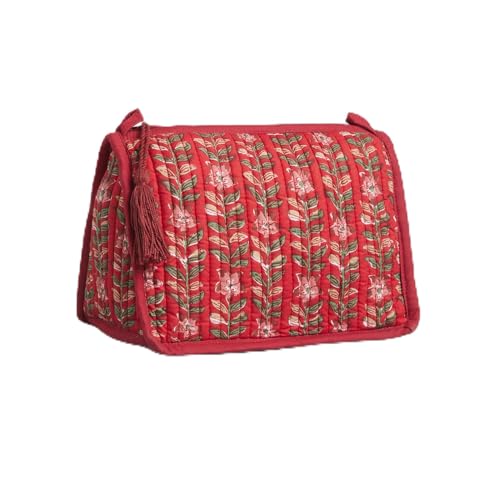 Huar Travel Makeup Bag- Large Capacity Cosmetic Bags for Women - Water Resistance Lining Portable Pouch & Open Toiletry Bag - Perfect Girls Makeup Organizer for Travel Essentials (Red) - color: Red