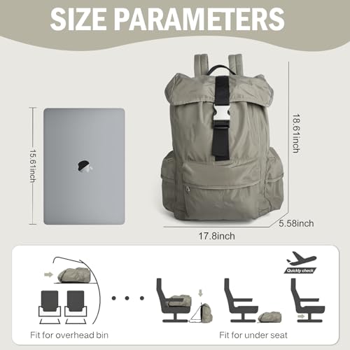 Khaki Travel Backpack Laptop Backpack For Women Carry On Backpack Waterproof Backpack Anti Theft Flight Approved Business Commute - color: Brown